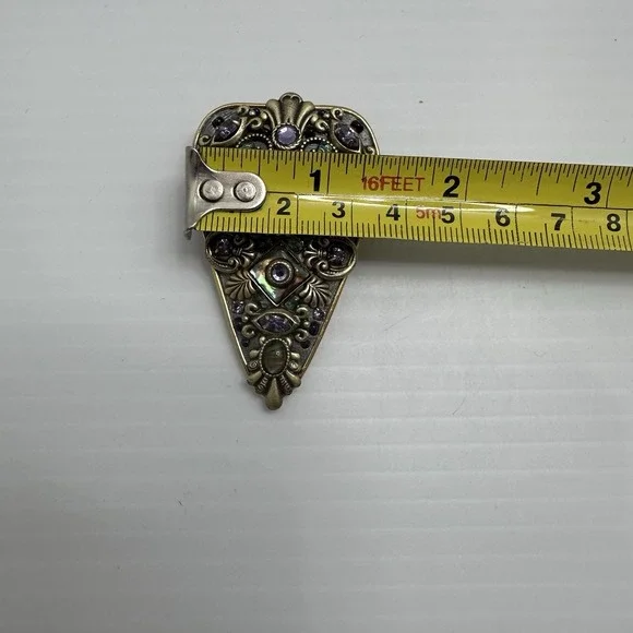 Michal Golan Stamp Brooch Pendant Gold Tone Multi Stone Statement Vintage Style - Picture 11 of 12